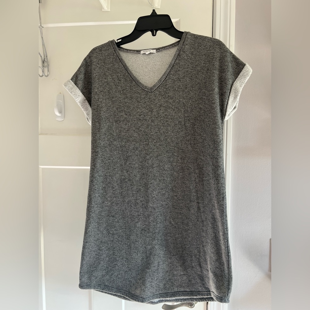 Grey T-shirt dress.
